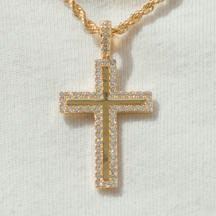 Iced Cross Pendant - Gold - Cernucci